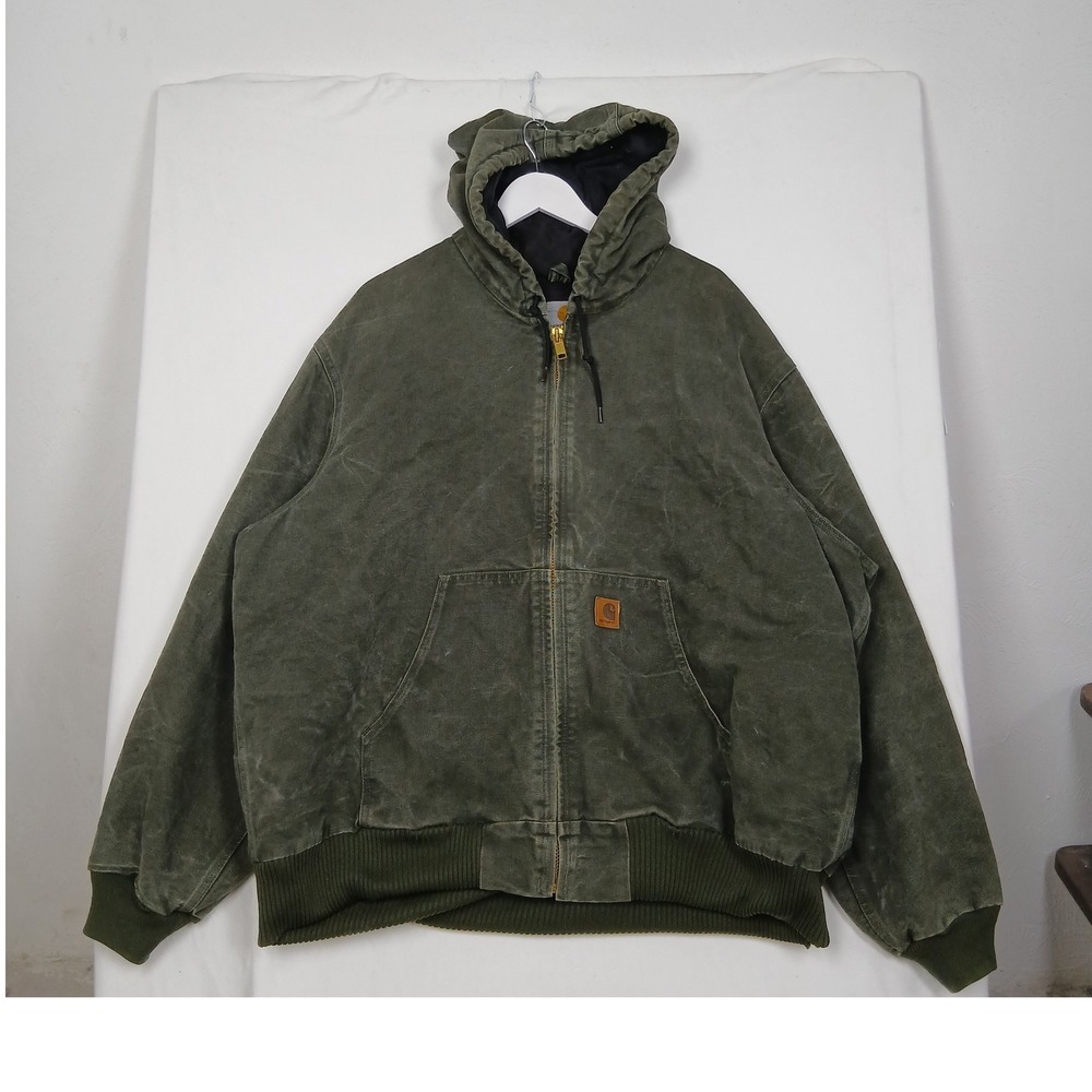 Carhartt J130 MOS Sandstone Active Jacket Moss Green Quilted Flannel Lined 2XL